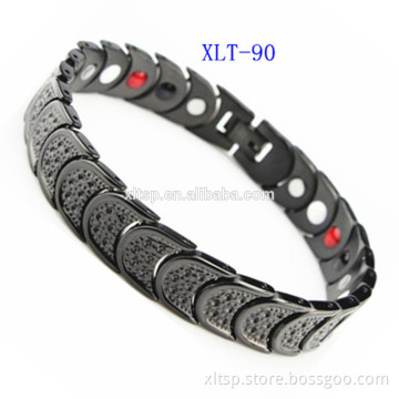 Wholesale Black Color Men Titanium magnetic bracelet